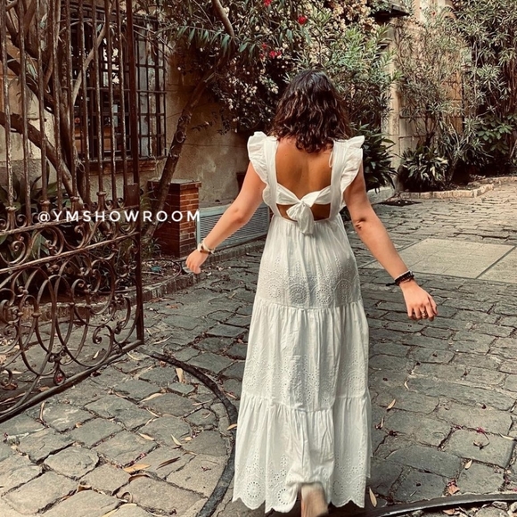 MANGO Embroidered white midi dress NWT - Picture 7 of 10